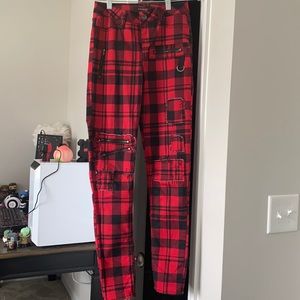 Plaid skinny jeans